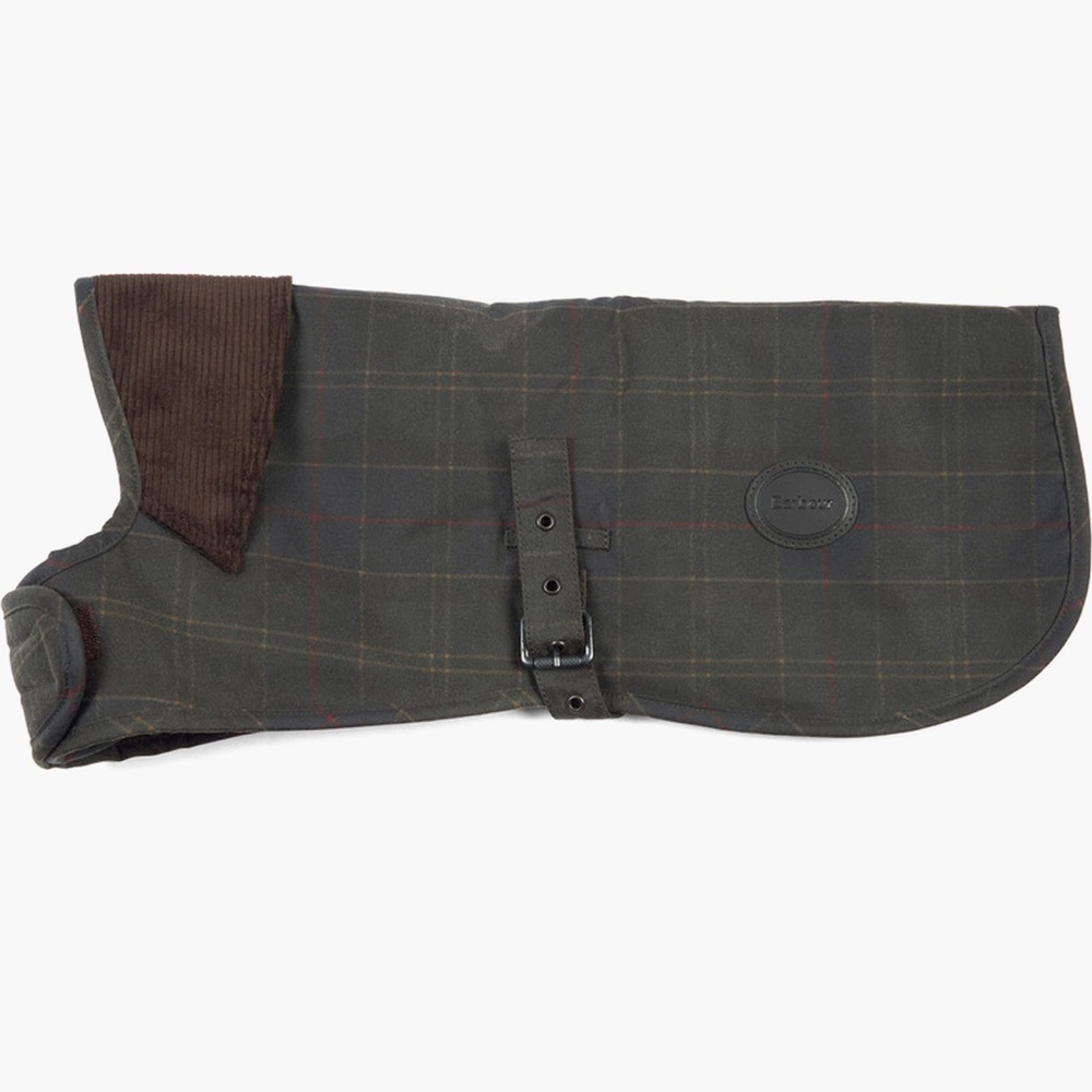 Barbour Waxed Cotton Dog Coat Classic Tartan Size Large NEW